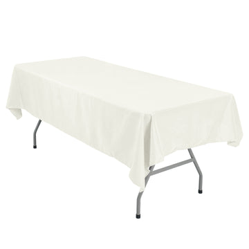 54"x96" Ivory Seamless Polyester Linen Rectangle Tablecloth