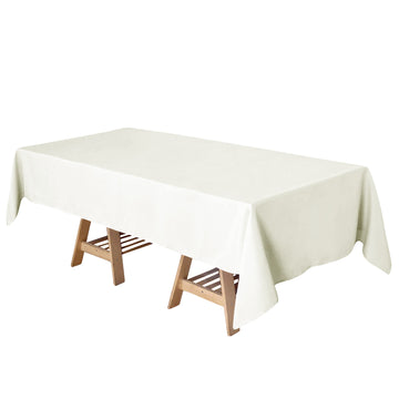 60"x102" Ivory Seamless Polyester Rectangular Tablecloth