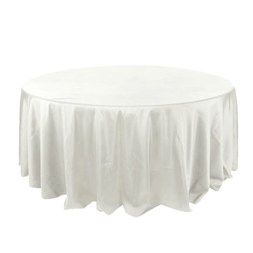 132" Ivory Seamless Polyester Round Tablecloth