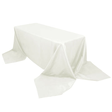 90"x156" Ivory Seamless Premium Polyester Rectangular Tablecloth - 220GSM for 8 Foot Table With Floor-Length Drop