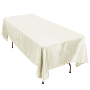 60"x102" Ivory Seamless Premium Polyester Rectangular Tablecloth - 220GSM
