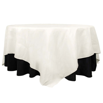 Premium Polyester Square Tablecloth 90"x90" Ivory 220GSM Wrinkle-Resistant Table Cover