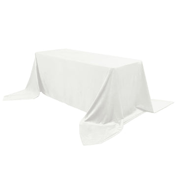 90"x156" Ivory Seamless Premium Velvet Rectangle Tablecloth, Reusable Linen for 8 Foot Table With Floor-Length Drop