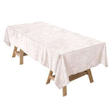 60"x102" Ivory Seamless Premium Velvet Rectangle Tablecloth, Reusable Linen