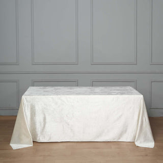 Elevate Your Event with the 90x132 Ivory Premium Velvet Rectangle Tablecloth
