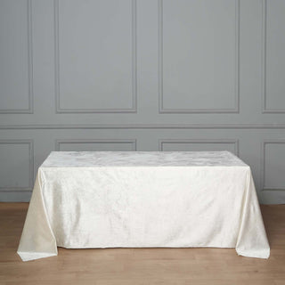 Elevate Your Event with the 90x132 Ivory Premium Velvet Rectangle Tablecloth