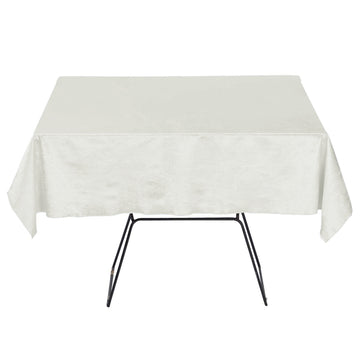 54"x54" Ivory Seamless Premium Velvet Square Tablecloth, Reusable Linen