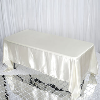 Elegant Ivory Seamless Satin Rectangular Tablecloth