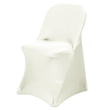 Ivory Spandex Stretch Fitted Folding Slip On Chair Cover - 160 GSM