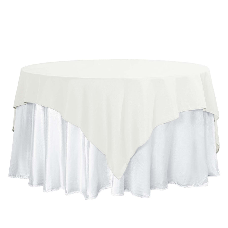 70inch Ivory Square Polyester Table Overlay