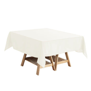 Ivory Polyester Square Tablecloth, 54"x54" Table Overlay
