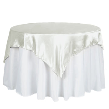 60"x60" Ivory Square Smooth Satin Table Overlay