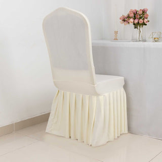 Elevate Your Event with the Ivory 1-Piece Stretch Fitted Ruffle Pleated Skirt Banquet Chair Cover