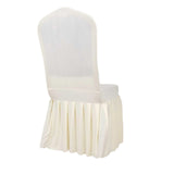 Ivory 1-Piece Stretch Fitted Ruffle Pleated Skirt Banquet Slip On Chair Cover