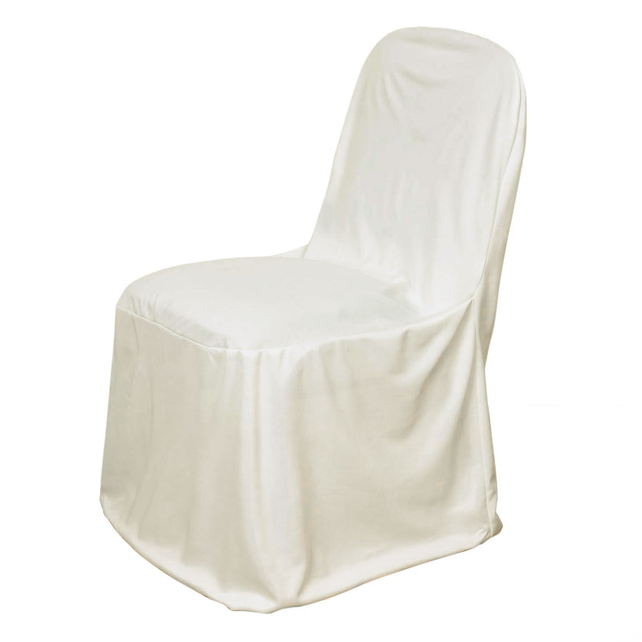 Ivory Stretch Slim Fit Scuba Chair Covers, Wrinkle Free Durable Chair Covers#whtbkgd