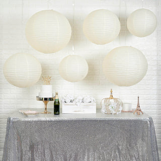 Create a Whimsical and Exotic Display with Cream Hanging Paper Lanterns