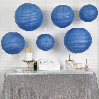 Add a Pop of Color and Texture with Navy Blue Hanging Paper Lanterns