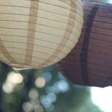 Set of 8 Natural Brown Hanging Paper Lanterns Assorted Sizes, Decorative Round