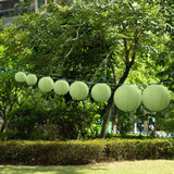 Set of 8 Sage Green Hanging Paper Lanterns, Decorative Round Chinese Sky Lanterns, Assorted Sizes 