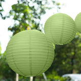 Set of 8 Sage Green Hanging Paper Lanterns, Decorative Round Chinese Sky Lanterns, Assorted Sizes 