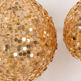 Set of 4 Glitter Gold Payette Sequin Hanging Lanterns Large Decorative Round Foldable Fabric Chinese