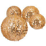 Set of 4 Glitter Gold Payette Sequin Hanging Lanterns Large Decorative Round Foldable Fabric#whtbkgd