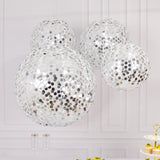 Set of 4 Glitter Silver Payette Sequin Hanging Lanterns, Large Decorative Round Foldable Fabric