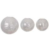 Set of 3 Glitter Silver Sequin Fabric Hanging Lanterns, Large Decorative Round Foldable#whtbkgd