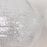 Set of 3 Glitter Silver Sequin Fabric Hanging Lanterns, Large Decorative Round Foldable