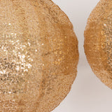 Set of 3 Glitter Gold Sequin Fabric Hanging Lanterns