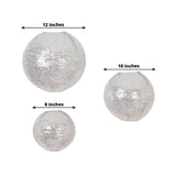 Set of 3 Glitter Silver Sequin Fabric Hanging Lanterns