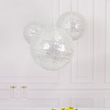 Set of 3 Glitter Silver Sequin Fabric Hanging Lanterns