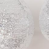 Set of 3 Glitter Silver Sequin Fabric Hanging Lanterns