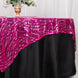 72x72inch Fuchsia Silver Wave Mesh Square Table Overlay With Embroidered Sequins