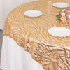 72x72inch Gold Wave Mesh Square Table Overlay With Embroidered Sequins
