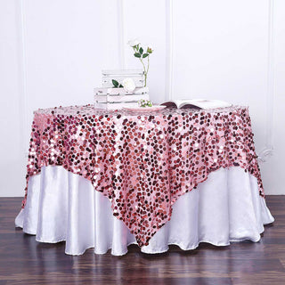 Pink Premium Big Payette Sequin Square Table Overlay