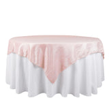 72x72Inch Blush / Rose Gold Accordion Crinkle Taffeta Table Overlay, Square Tablecloth Topper