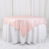 72x72Inch Blush / Rose Gold Accordion Crinkle Taffeta Table Overlay, Square Tablecloth Topper