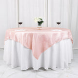 72x72Inch Blush / Rose Gold Accordion Crinkle Taffeta Table Overlay, Square Tablecloth Topper