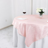 72x72Inch Blush / Rose Gold Accordion Crinkle Taffeta Table Overlay, Square Tablecloth Topper