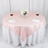 72x72Inch Blush / Rose Gold Accordion Crinkle Taffeta Table Overlay, Square Tablecloth Topper