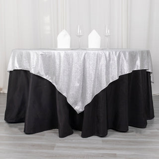 Elevate Your Event Decor with the Silver Glitter Table Overlay