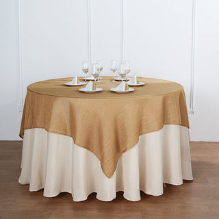 Add Rustic Charm to Your Table with the Natural Slubby Textured Linen Square Table Overlay