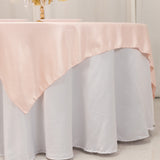 72x72inch Blush Lamour Satin Table Overlay, Square Tablecloth Topper