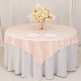 72x72inch Blush Lamour Satin Table Overlay, Square Tablecloth Topper