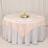 72x72inch Blush Lamour Satin Table Overlay, Square Tablecloth Topper