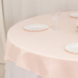 72x72inch Blush Lamour Satin Table Overlay, Square Tablecloth Topper