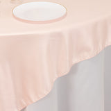 72x72inch Blush Lamour Satin Table Overlay, Square Tablecloth Topper