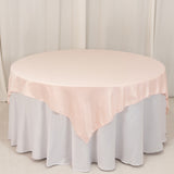 72x72inch Blush Lamour Satin Table Overlay, Square Tablecloth Topper