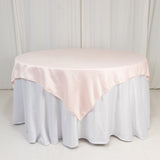 72x72inch Blush Lamour Satin Table Overlay, Square Tablecloth Topper